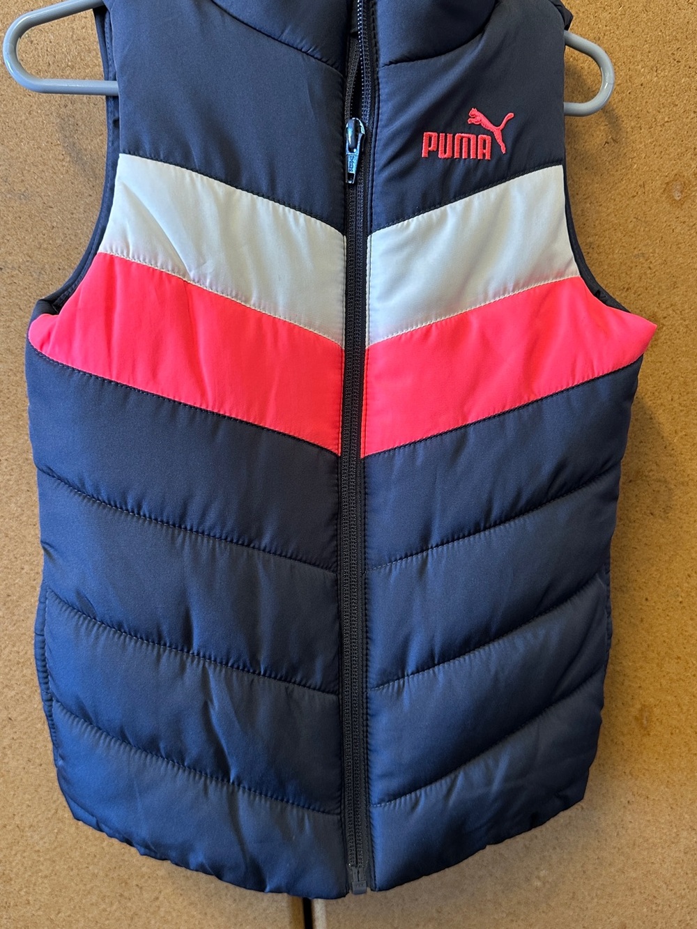 Puma Navy Vest with Pink and White Chevron